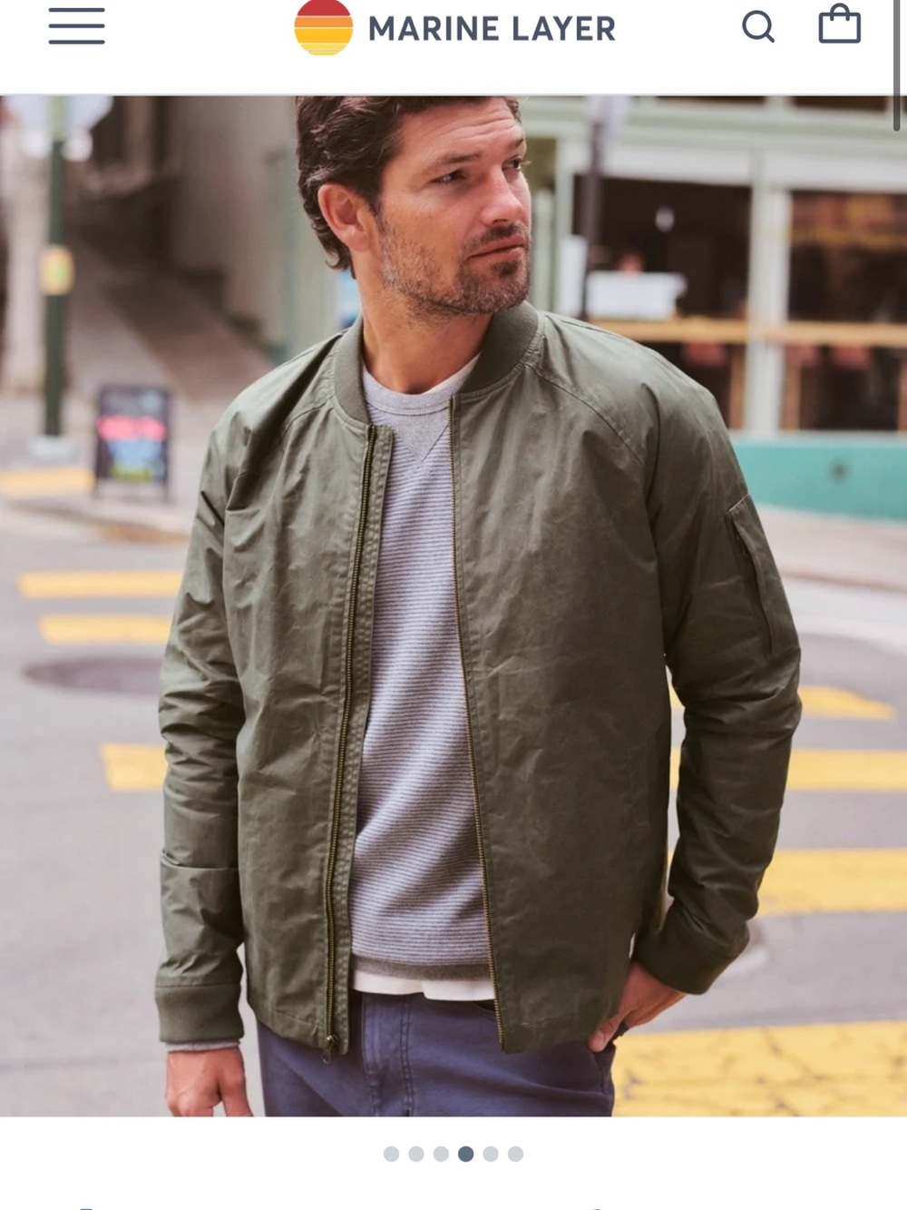 Marine Layer Olive Green/Climbing Ivy Dry Wax Bomber Jacket